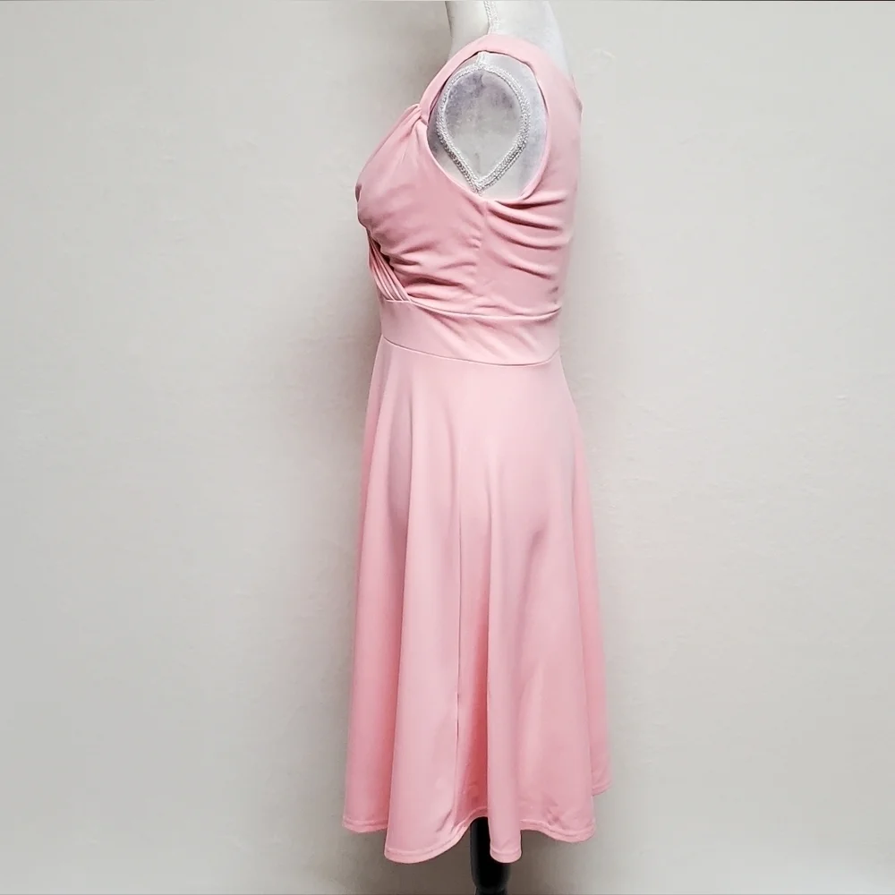 GRACE KARIN Women's Cocktail Bubblegum Pink Sleeveless Wrap V-Neck A-line Dress